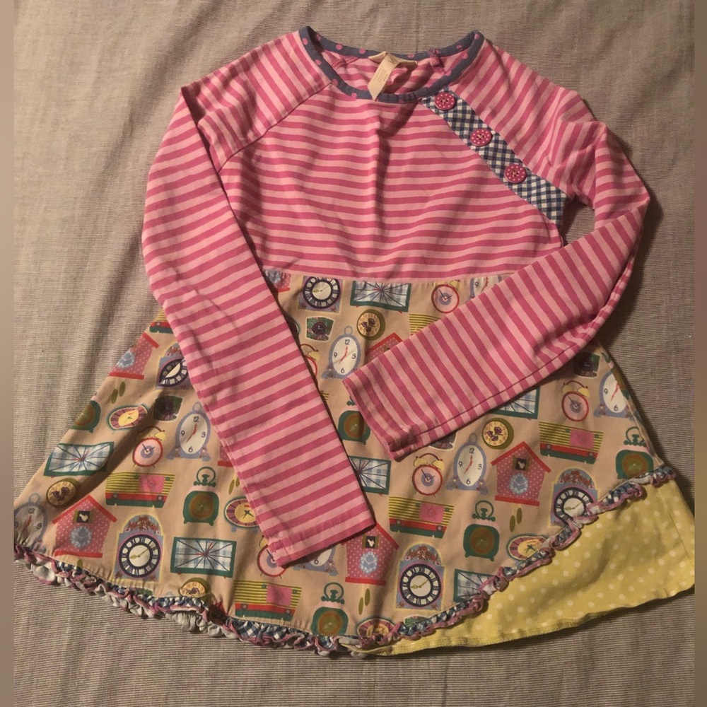 Matilda Jane Girl’s Size 10 Pink Stripe Clock Shirt